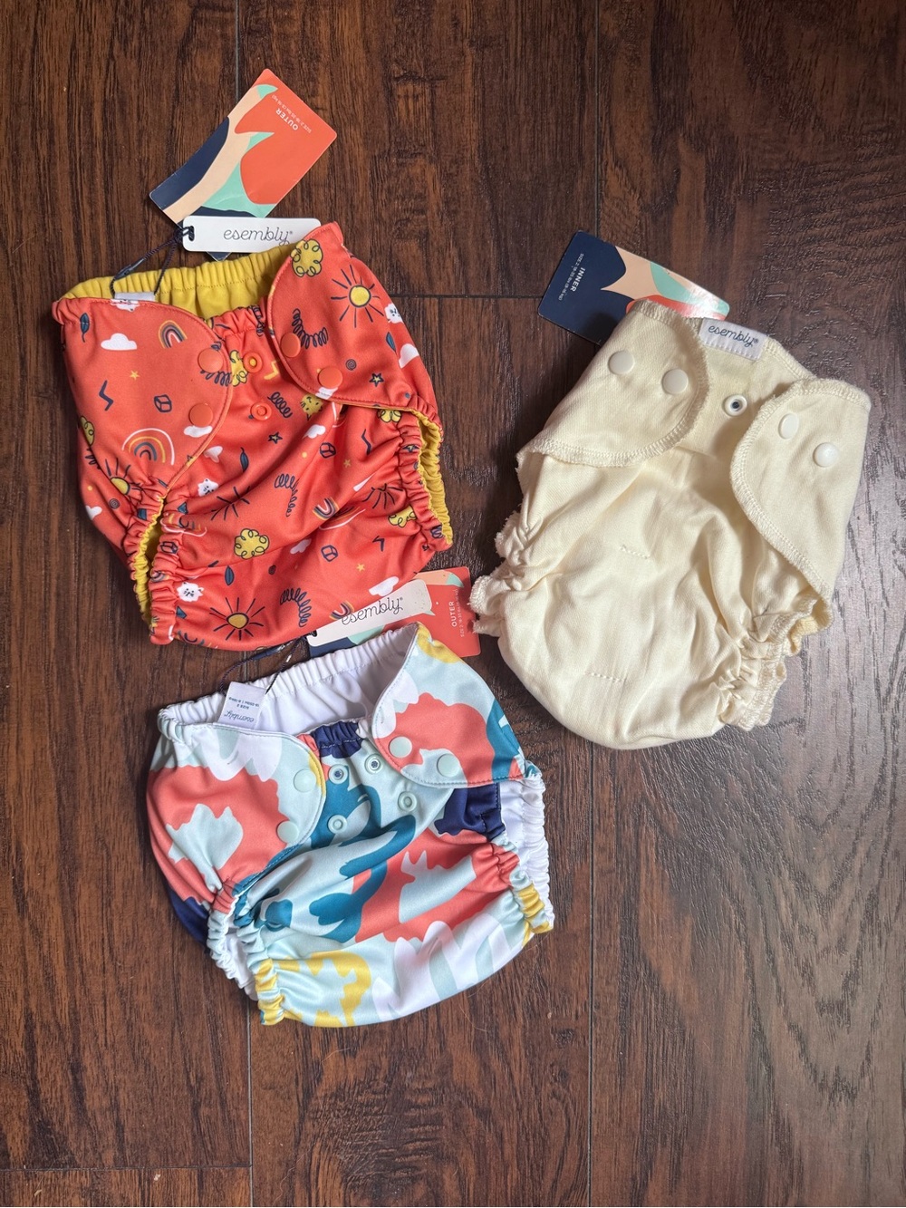Esembly Kids Reusable Diaper Covers - Coral Floral, Cream & Multi